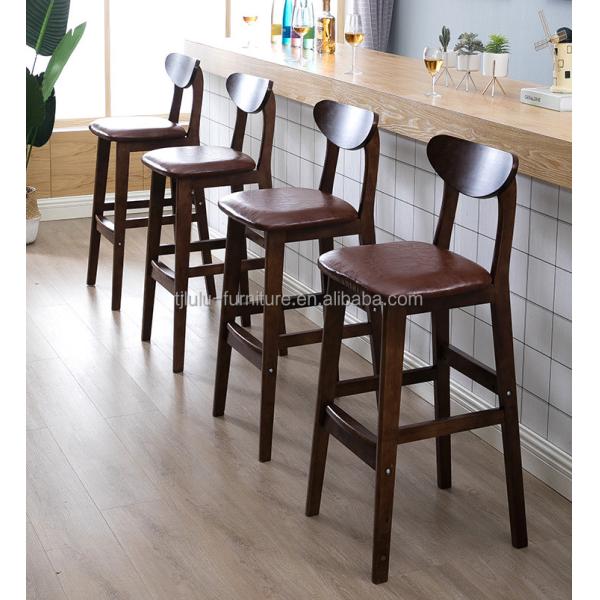 OEM Service Accepted Natural Solid Wood Bar Stool for High Chair Furniture and Cushion