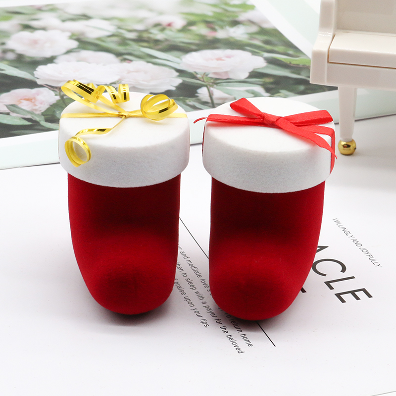 Hinged Closure Flocked Jewelry Box Cute Velvet Wedding Ring Box Multiple Sizes
