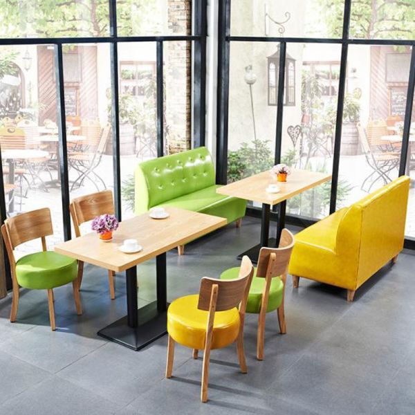 Popular Design Milk Tea Shop Booth Sofa Seating Customized Dining Table and Chairs for Restaurant Commercial Furniture for Cafe