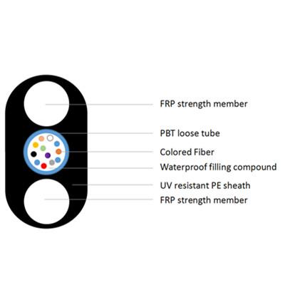 Outdoor Aerial Frp Fiber Flat FTTH Fiber Drop Cable 6 Core