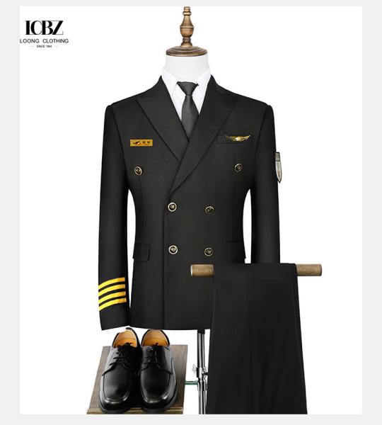 Aviação Aérea Personalizada Negro Marinha Azul Pilota Uniformes de Pessoal Uniformes para Homens e Mulheres