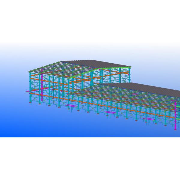Структура стали мастерской 1500㎡ с рифлеными покрашенными стальными листами кроет &Walls черепицей