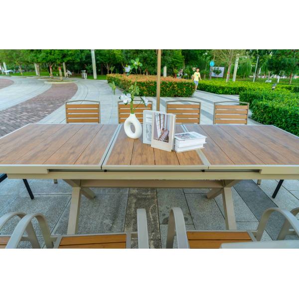 11 Pieces Outdoor Patio Furniture Plastic Wood Expandable Aluminum Garden Table And 8 Chairs
