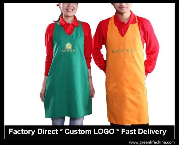 High quality promotional custom cotton can waist embroidery aprons cheap for advertising