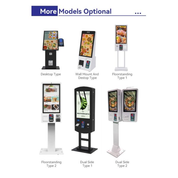 21.5 Inch Hotel Fast Food Self Serve Ordering Kiosk With Printer Qr Code Scanner Self Service Payment Kiosks