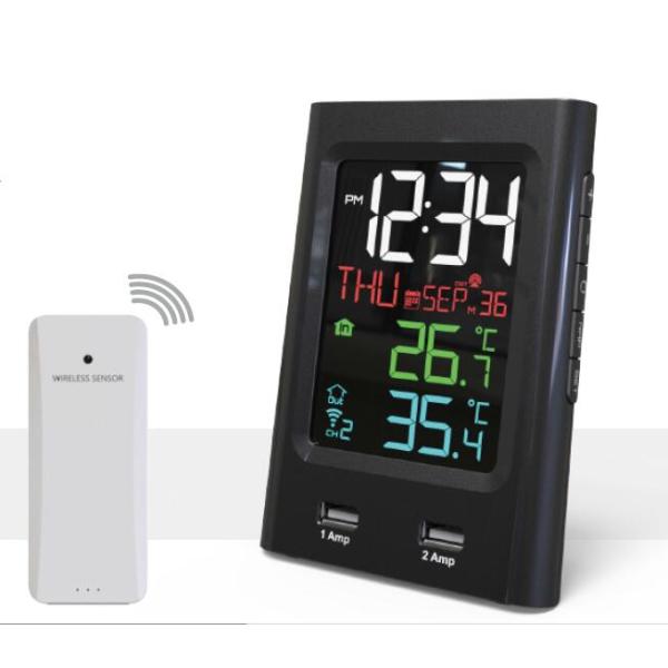 Double thermomètre et hygromètre à charge USB pour l'humidité à l'extérieur et à l'intérieur