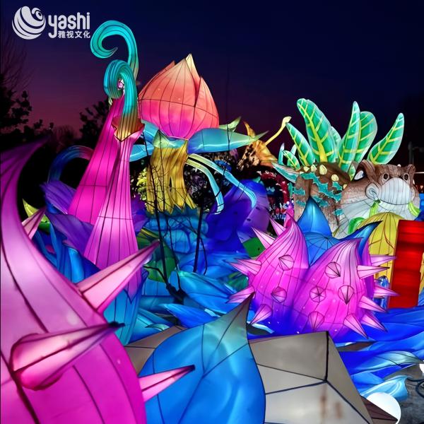 Chinese Festival Silk Zigong Lantern Waterproof For Outdoor Festival Decor