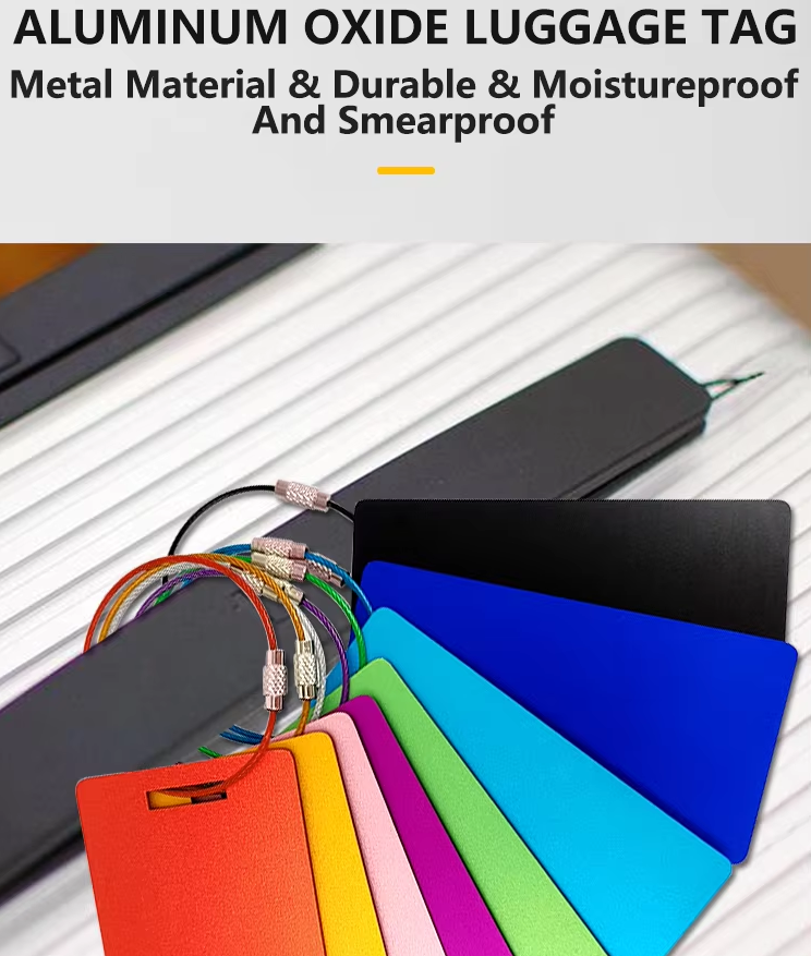 Ready to Ship Anodized Aluminum Cruise Luggage Tag High Quality 8 Colors Blank Metal Rectangle 90MM*50MM