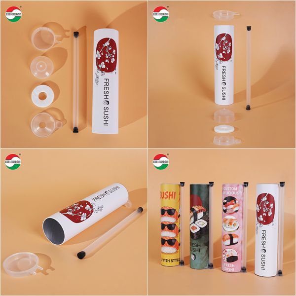 Custom Size Sushi Push Pop Container Food Grade Paper Cylinder Push Tube Packaging for Snacks Custom Design