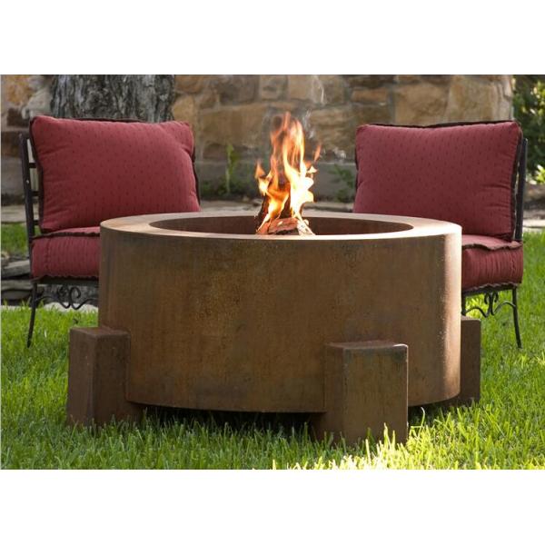Large Outdoor Heater Round Corten Steel Outdoor Fire Table With T Shape Legs