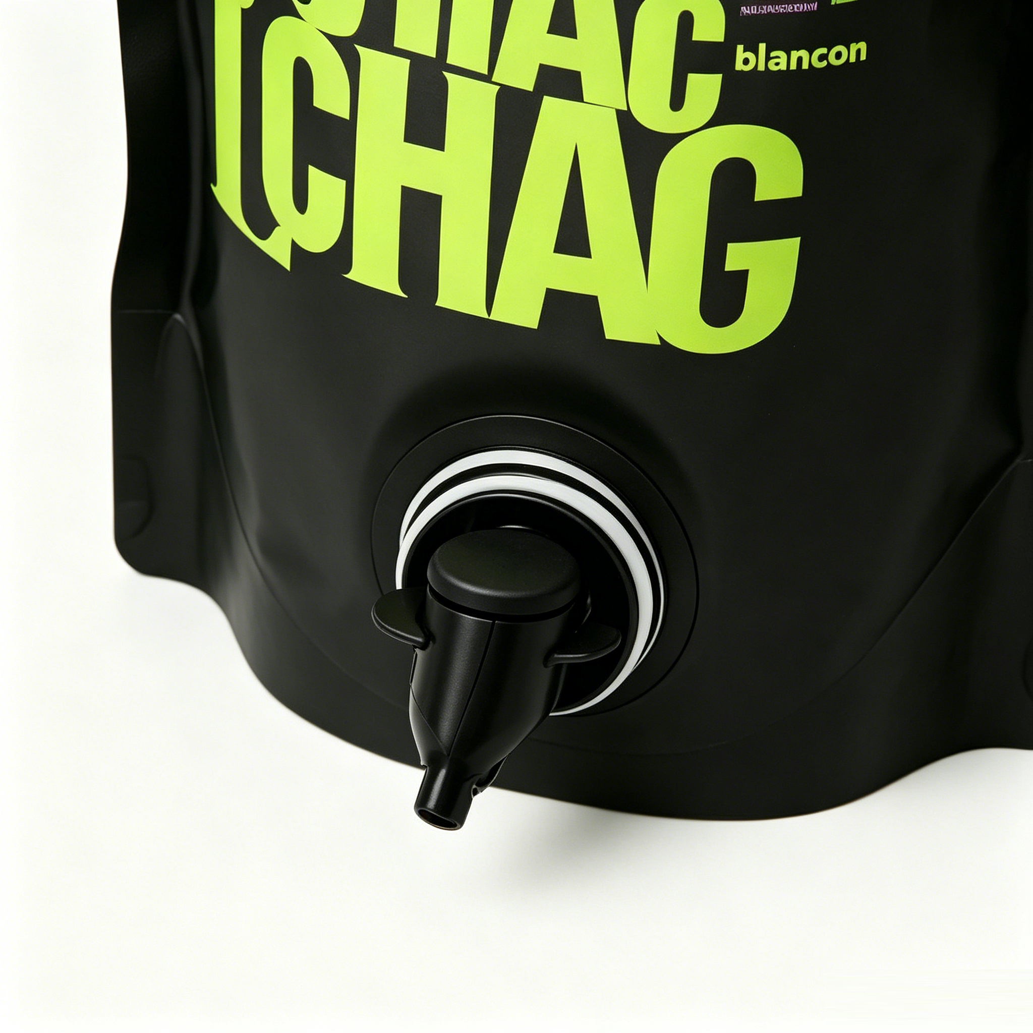 Custom Matte Black Stand Up Wine Spout Pouch With Dual Carry Cutouts | Custom Shape Printed High Barrier Dispenser Bag For White Wine, Fruit Wine & Beverage Concentrate