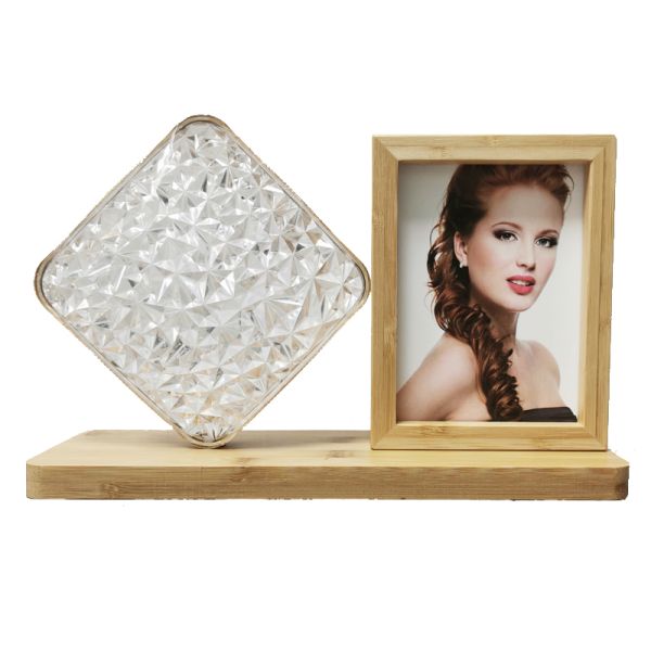 Blank Sublimation Night Lamp Bamboo Photo Frame With USB For DIY Printing