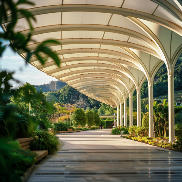 Структура напряженной мембраны из ETFE и PTFE для элегантных архитектурных форм