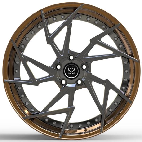 Staggered 2 Piece Forged Rims Wheels Barrel Bronze Center Gun Metal For Alfa Romeo