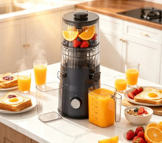 Fresh Smart HJ103A Compact Slow Masticating Juicer – Vibrant Color, Vibrant Health with 4 Color Options, 135mm Wide Chute, 200W Cold Press & Self-Cleaning