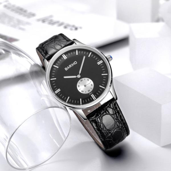 BARIHO Men's Quartz Watch Genuine Leather Band Miyota Movement 07111-2