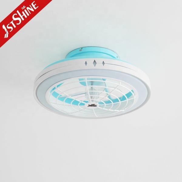 20 polegadas ABS azul lâmpadas de baixo perfil ventilador de teto com controle remoto e corpo de lâmpada de metal