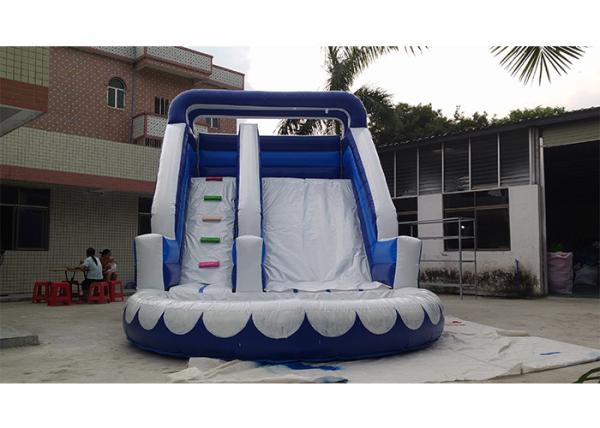 Small Blue Commercial Inflatable Water Slide , PVC iInflatable Water Slide With Pool