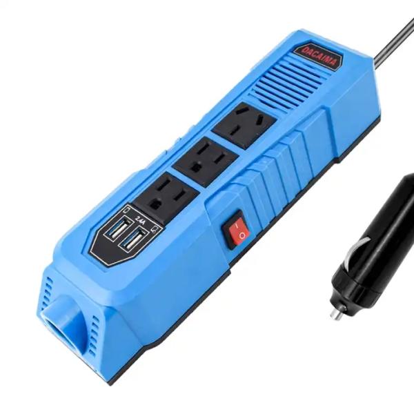 Smart Car Inverter 200W Car Quick Charger With 3 In 1 Retractable Cables Car Charger Cell Phone Charger With Led Display