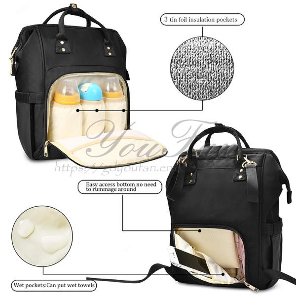 Waterproof Travel Bag Baby Backpack Large Diaper Bag Black
