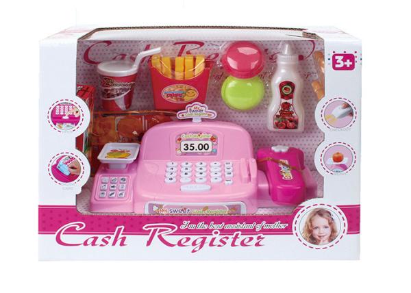 Safe Plastic 12.6  Toy Cash Register With Scanner / Clear LCD Screen