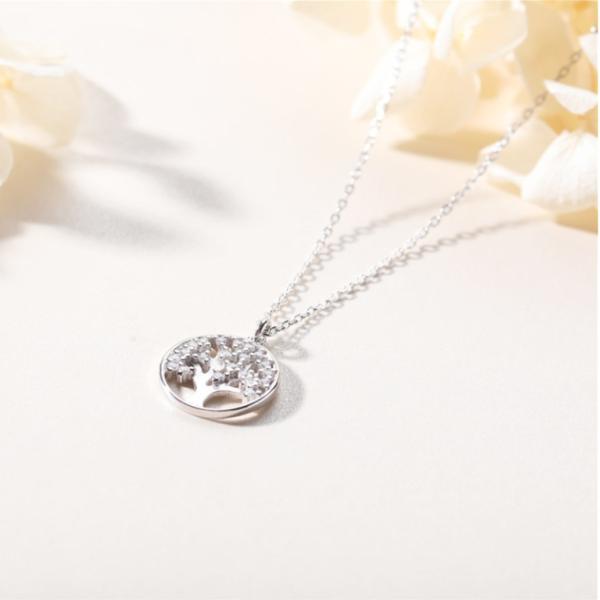 OEM Sterling Silver Tree Of Life Necklace Pendant With AAAA Cubic Zirconia