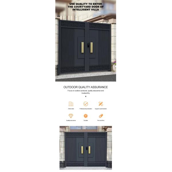 Внешнее оформление черный вход двойная дверь из нержавеющей стали кованое железо дизайн главные ворота