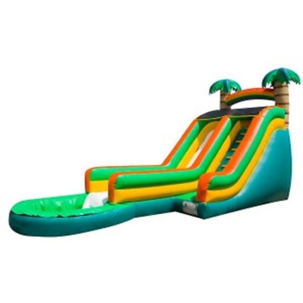 Green Palm Tree Inflatable Water Slides / Inflatable Backyard Water Slide
