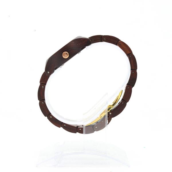 Red Sandalwood Womens Stainless Steel Watch Female Wooden Watches