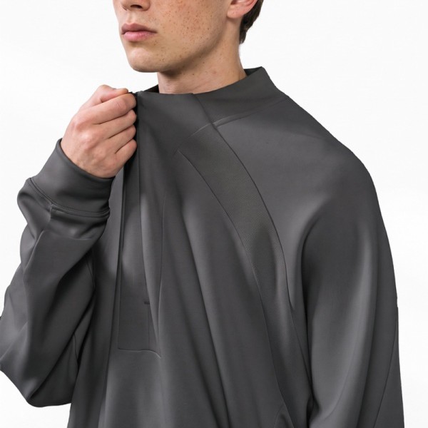 Custom OEM Lycra Pique Stretch Half Zip Sweatshirt, Jelly Double Sided Fabric Casual Pullover