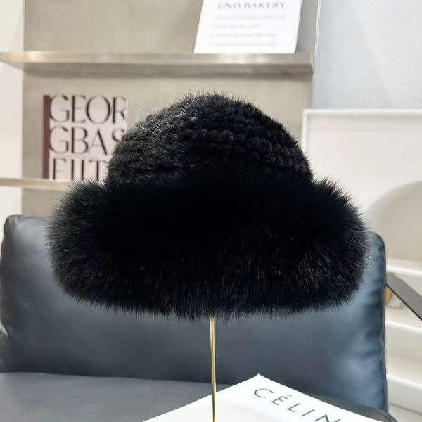 Faux Mink Faux Fox Fur Warm Fisherman Hats
