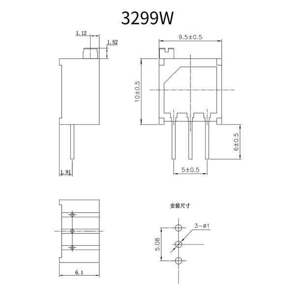 BONENS 3299 Cermet Motorized Trimmer Potentiometer with 300° Rotation and 0.5W Power for Precision Adjustments