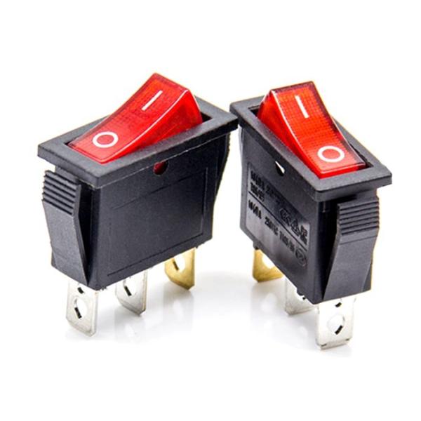 Illuminated Latching Red And Green Button Rocker Switch