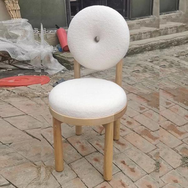 Oak Wooden Cashmere Dining Chairs Lamb Velvet For Modern Office