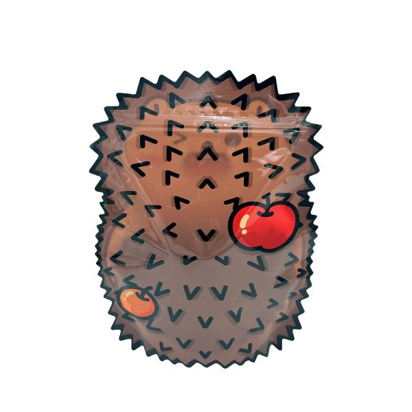 Custom Small Cute Hedgehog Animal Shape Die-cutting Plastic Standup Zipper Pouches with Clear Window for Food Packaging