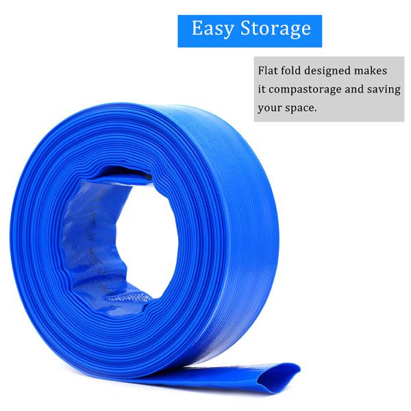 DAVCO 2× 50 ft Pool Backwash Hose, Heavy Duty Reinforced Blue PVC Lay Flat Water Discharge Hoses