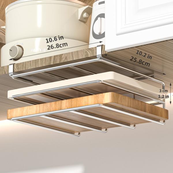 Metal Cutting Board Holder Hanging Rack Under Cabinet Shelf Organizer Door For Kitchen