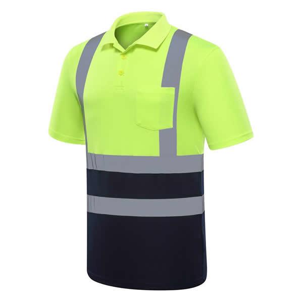 Reflective Safety Hi Vis Polo Shirt OEM breathable quick dry polyester work wear   reflective tape printed