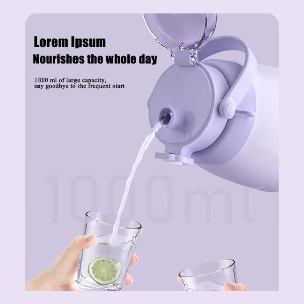 Present Eco Friendly Custom Printed Thermal Double Wall Insulated Stainless Steel Water Bottle with Handle Lid