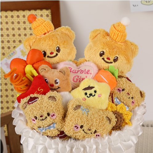 Cute Butter Bear Bouquet Stuffed Toys Cartoon Small Doll Gift Bouquet For Girlfriend