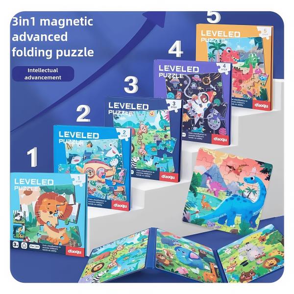 Hot Selling Enlightenment Advanced Educational 3 in 1 Magnetic Puzzle Book Toys for Kids