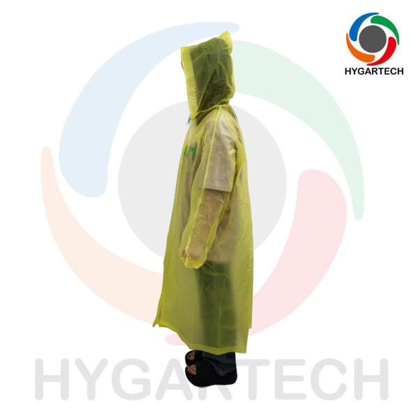 PEVA Portable One Size Fits All Reusable Yellow Pocket Raincoat