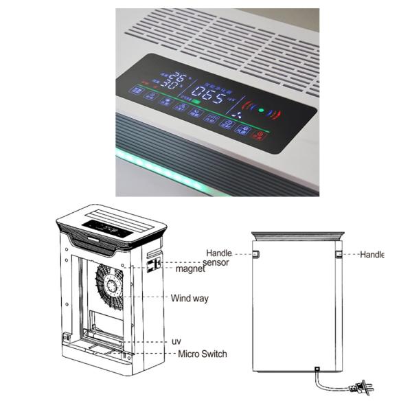 Child Lock 425*225*639mm 350m3/H Ioniser Air Purifier