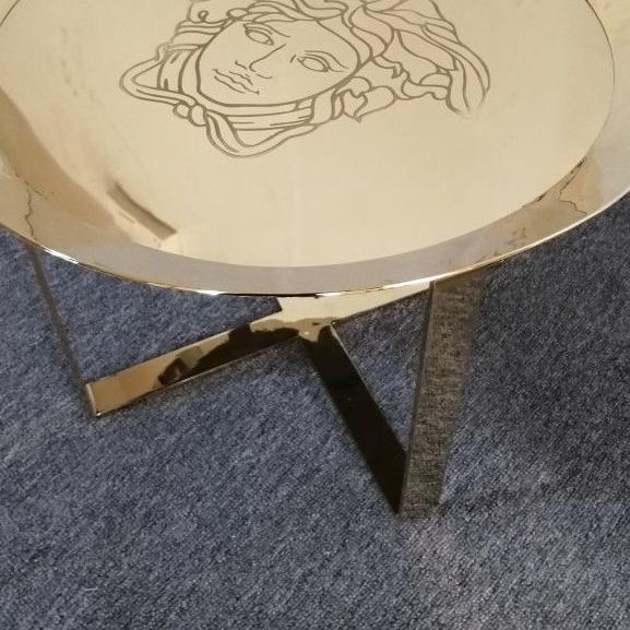 Mesa de centro personalizada minimalista de aço inoxidável, tabela de mármore italiana do centro do titânio
