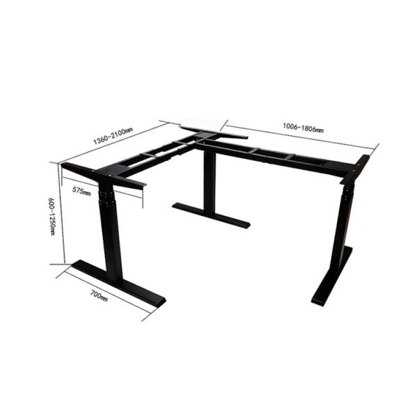 Electric Adjustable Height L Shaped Desk with Triple Motor Design and PANEL Wood Style