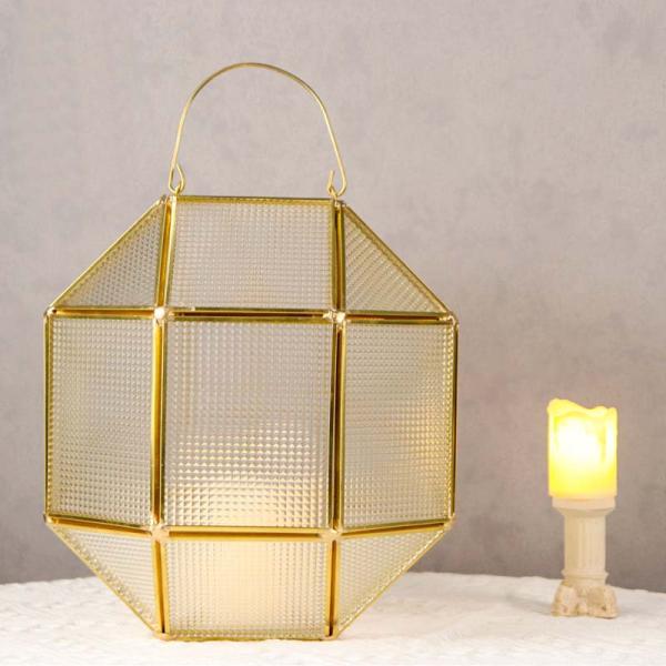 Glass greenhouse handle lamp copper golden color hanging landscape bottle flower glass box candle holder lampshade