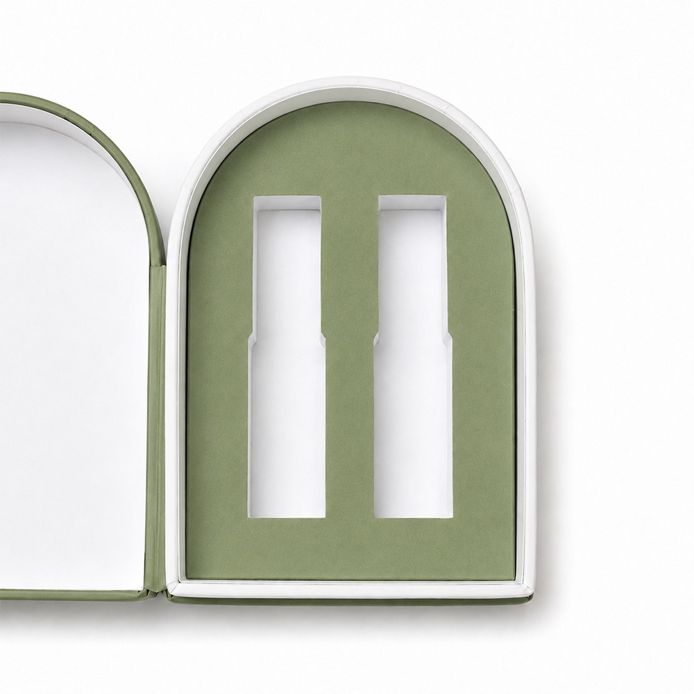 Flip Rigid Perfume Packaging Boxes Custom Arch Shaped with Printed EVA Insert