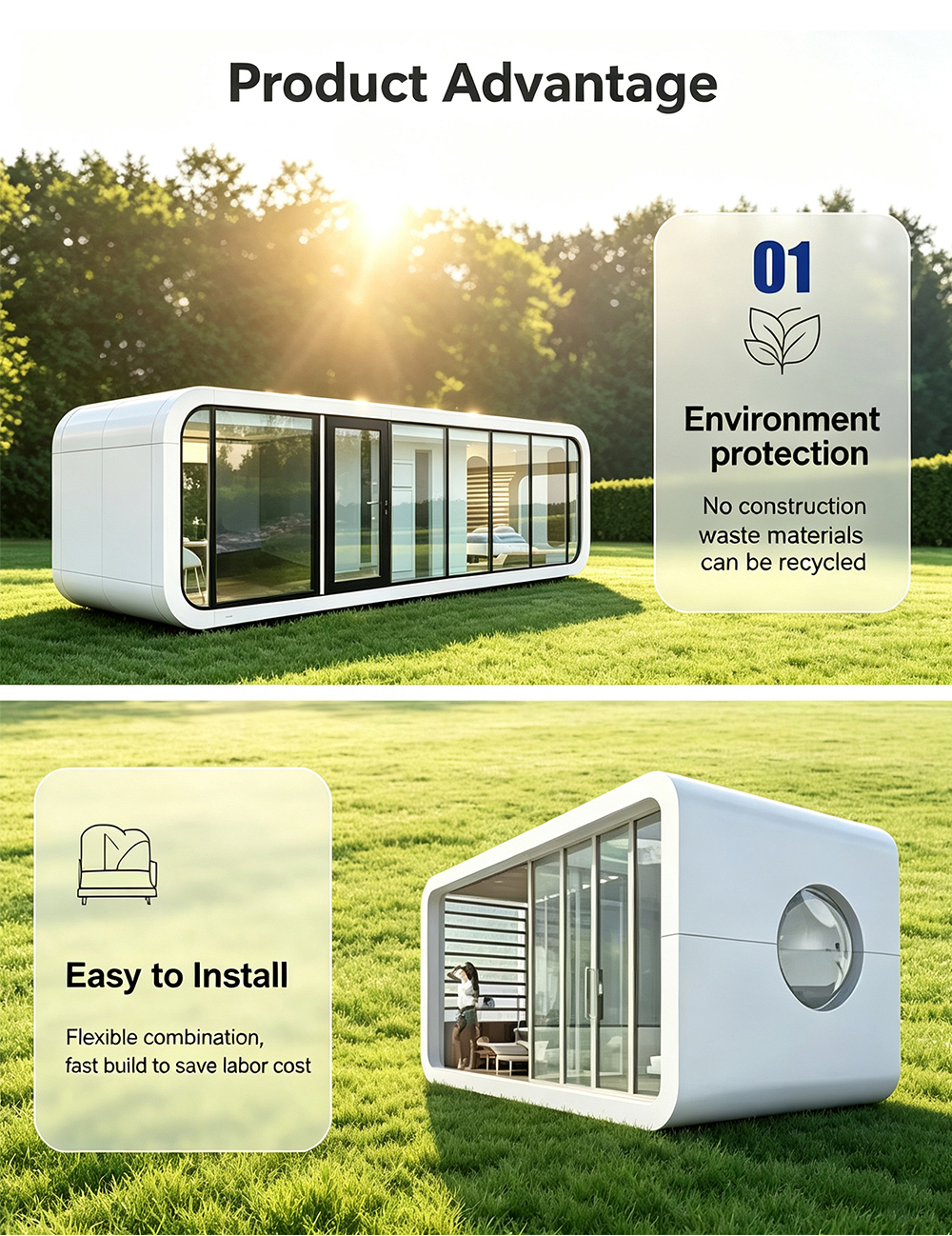 20ft Prefabricated Houses Modular Container Homes Prefab Tiny House Movable Prefab Cabin Good Price Mobile Apple Cabin Homestay