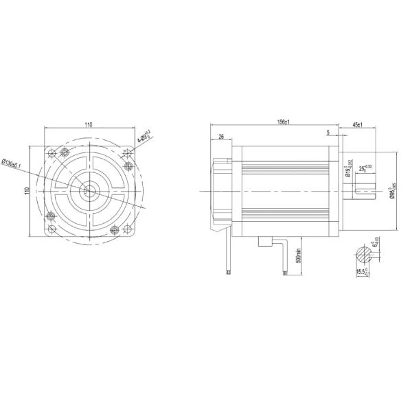 Мотор малошумное 110mm 2040W 8Pole 310V 3Phase 6.5Nm 3000RPM DC Nema 42 безщеточный
