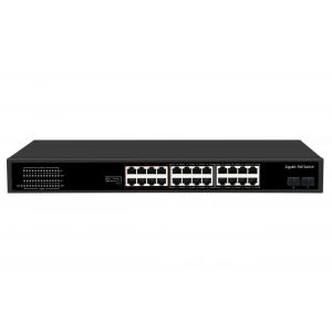 24 Port Gigabit PoE Switch 1U Type Unmanaged 1G Ethernet 300W Budget Fanless